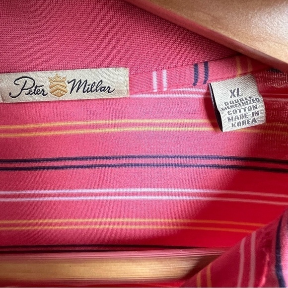 Peter Millar Men’s Double Mercerized Pink Striped Golf Polo Shirt, Size XL - Picture 5 of 8